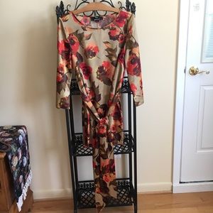 Dennis Basso Silky Floral Tie-Waist Tunic